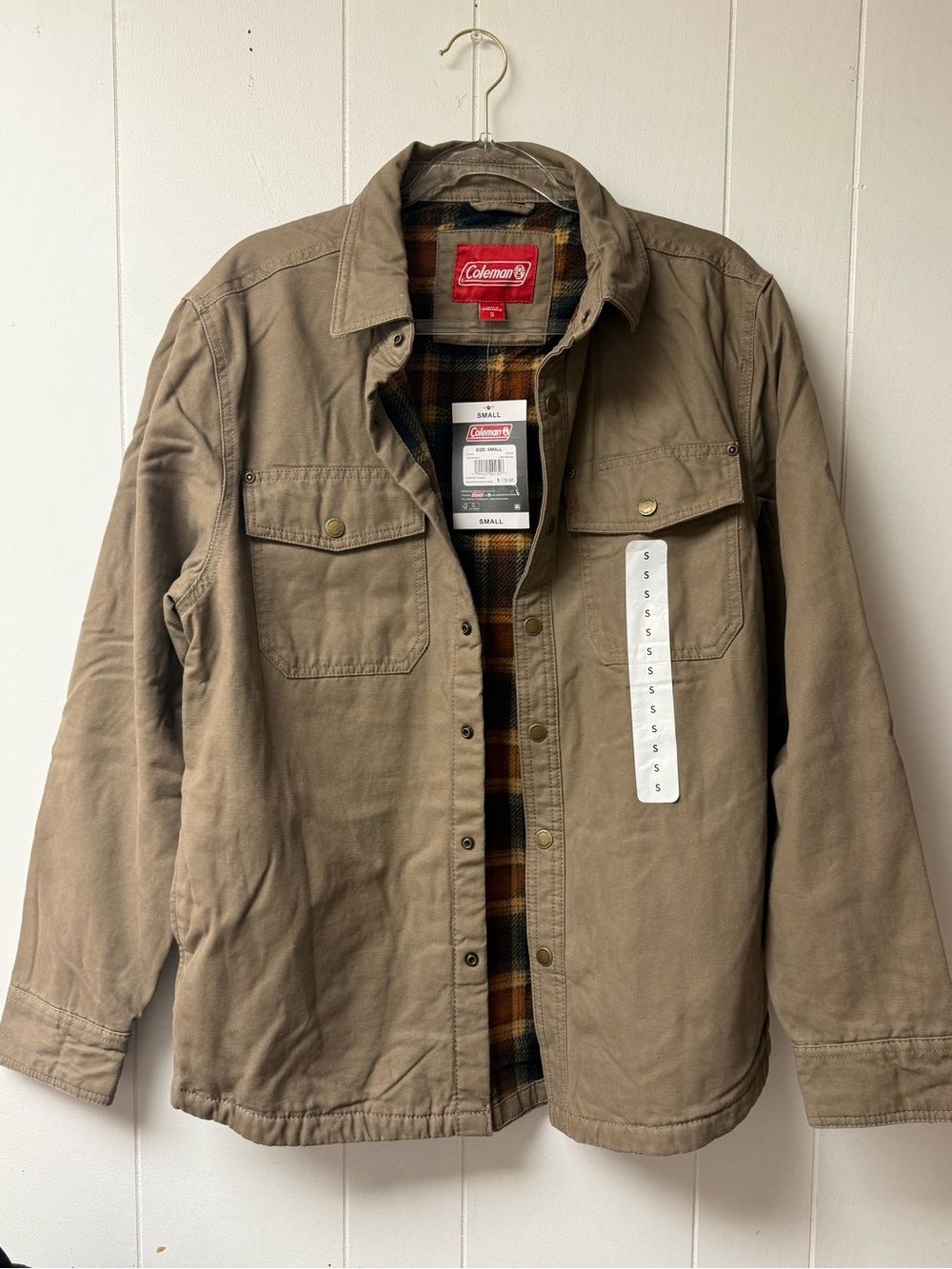 Coleman Brown Shirt Jacket with Plaid Interior